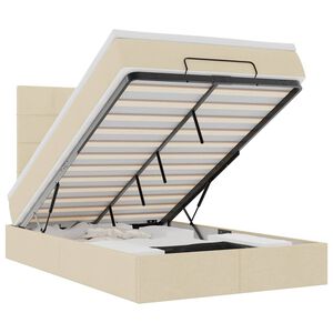 vidaXL Osmanų lova su čiužiniu ir LED, kreminės sp., 120x190cm audinys