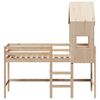 vidaXL Aukšta lova su kopėčiomis ir stogu, 90x190cm, pušies masyvas