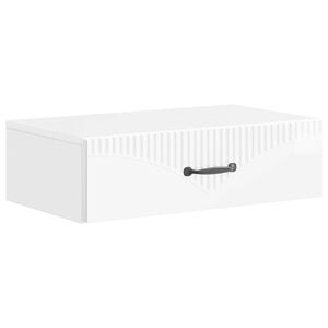 vidaXL Sieninis &scaron;oninis staliukas Itin blizgi balta 59 x 34,5 x 17 cm