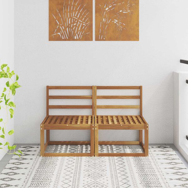 vidaXL 2 Vienetas Lauko Vidurinis Sofa Kietos akacijos mediena