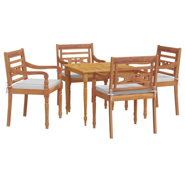 vidaXL Sodo komplektas su pagalvėlėmis, 5 dalių, tikmedžio masyvas