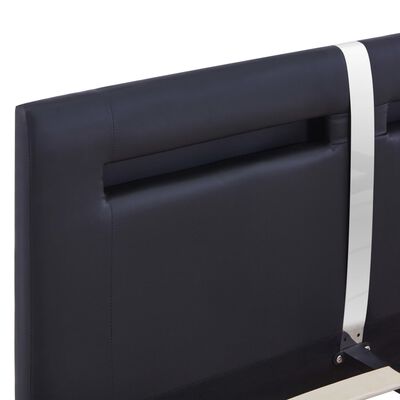 vidaXL Lovos rėmas su LED, juodos sp., 140x200 cm, dirbtinė oda
