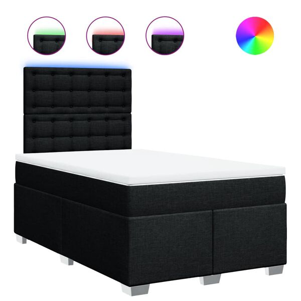 vidaXL Lova su spyruoklėmis ir čiužiniu, juoda, 120x190cm, audinys