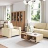 vidaXL Sofa 3 pcs Kreminė 220 x 80 x 84 cm Lino mi&scaron;inio audinys