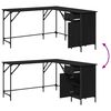 vidaXL Rašomasis stalas, juodas, 141x141x75cm, apdirbta mediena
