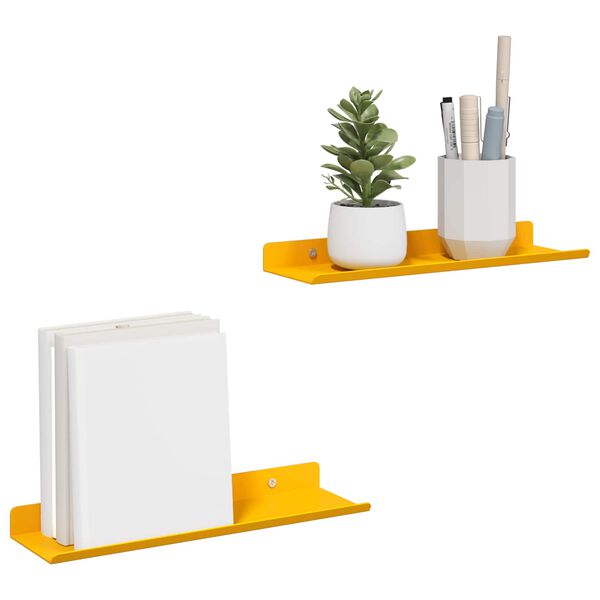 vidaXL Plūduriuojanti lentyna 2 pcs Garučių geltona 30 x 9 x 2,5 cm