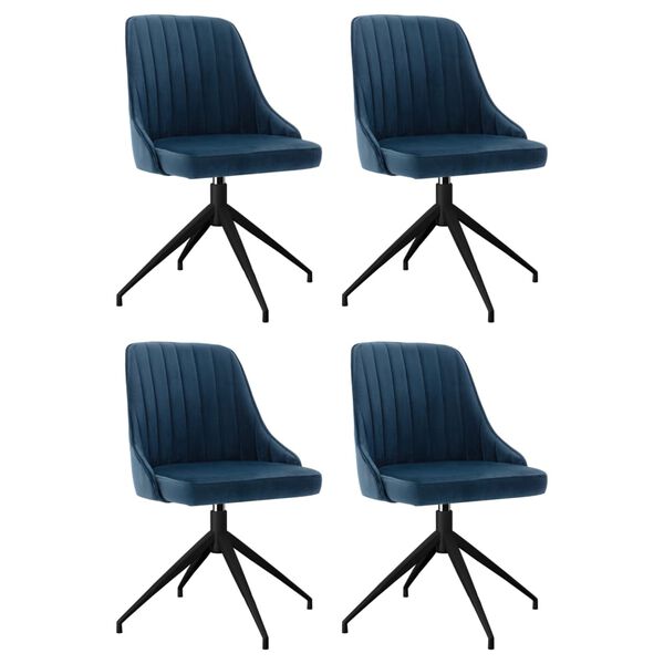 vidaXL Valgomojo kėdės, 4vnt., mėlynos spalvos, aksomas