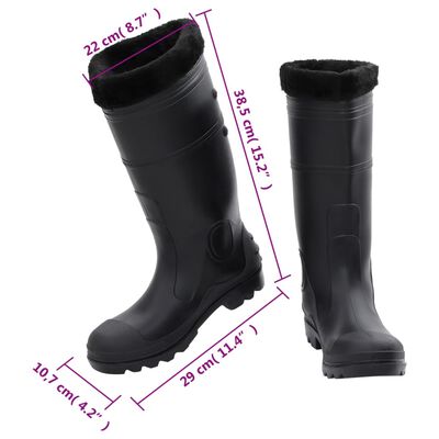vidaXL Guminiai batai su išimamomis kojinėmis, juodi, PVC, 42 dydžio