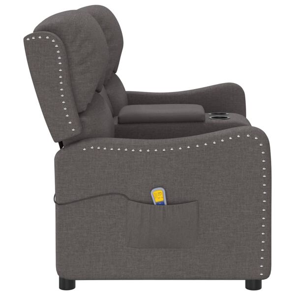 vidaXL Dvivietis atlošiamas masažinis krėslas, pilkas, audinys