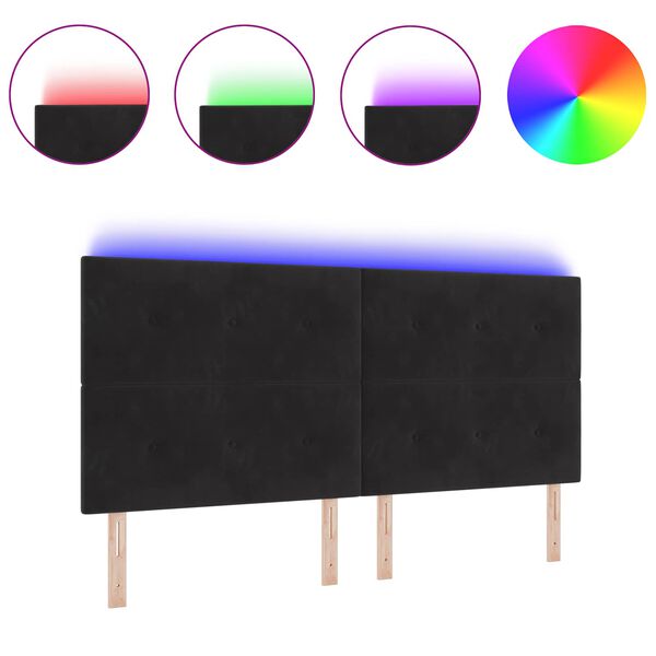 vidaXL LED galvūgalis su galvūgalio Juoda 200 cm Poliesteris