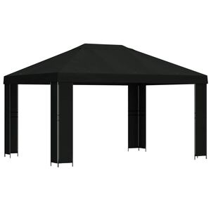 vidaXL Pavėsinė 4 &times; 3 m Juoda Poliesteris ir plienas 190 gsm
