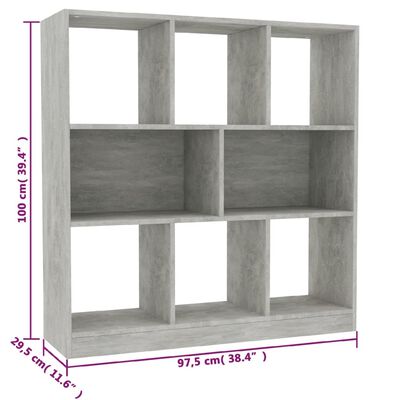 vidaXL Spintelė knygoms, betono, 97,5x29,5x100cm, apdirbta mediena