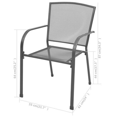 vidaXL Sudedamos sodo kėdės, 2 vnt, plienas, pilkos