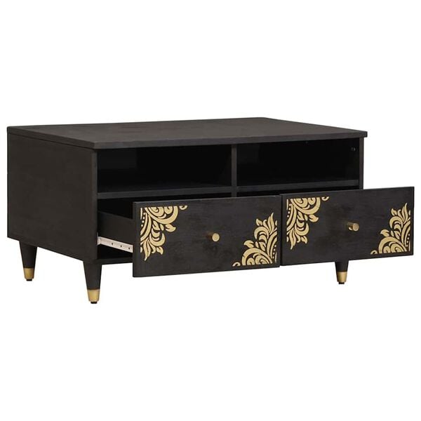 vidaXL Kavos staliukas Juoda 80 x 54 x 40 cm Kietas mango medis