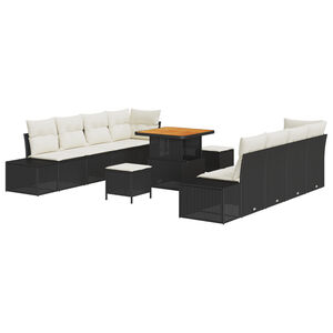 vidaXL Sodo Sofų Rinkinys Juoda 80 x 80 x 71 cm Poli ratanas