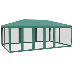 vidaXL Proginė palapinė su 10 tinklinėmis sienomis, žalia, 6x4m, HDPE