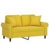 vidaXL Dvivietė sofa su pagalvėlėmis, geltonos spalvos, 120cm, aksomas