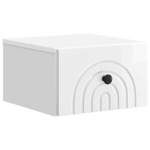 vidaXL Sieninis naktinis staliukas Itin blizgi balta 33 x 34,5 x 20 cm