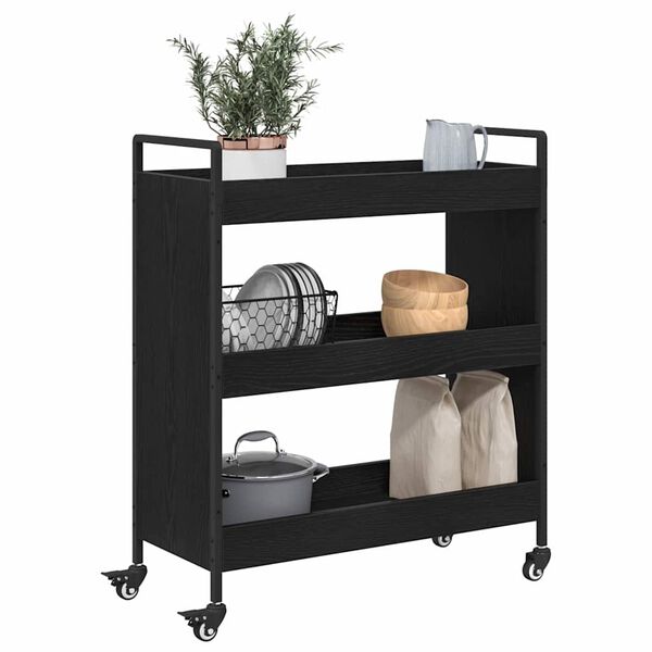 vidaXL Virtuvės vežimėlis Juodas ąžuolas 70 x 30 x 82 cm