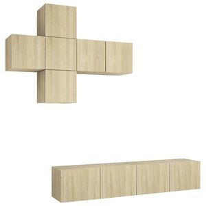 vidaXL Televizoriaus spintelių komplektas, 7 dalių, ąžuolo, mediena