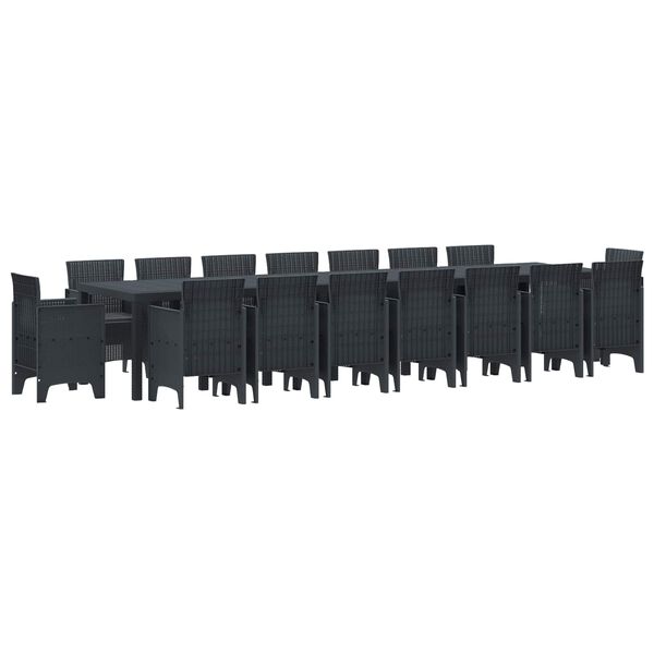 vidaXL Sodo valgomojo komplektas su pagalvėmis 17 pcs Antracitas PP