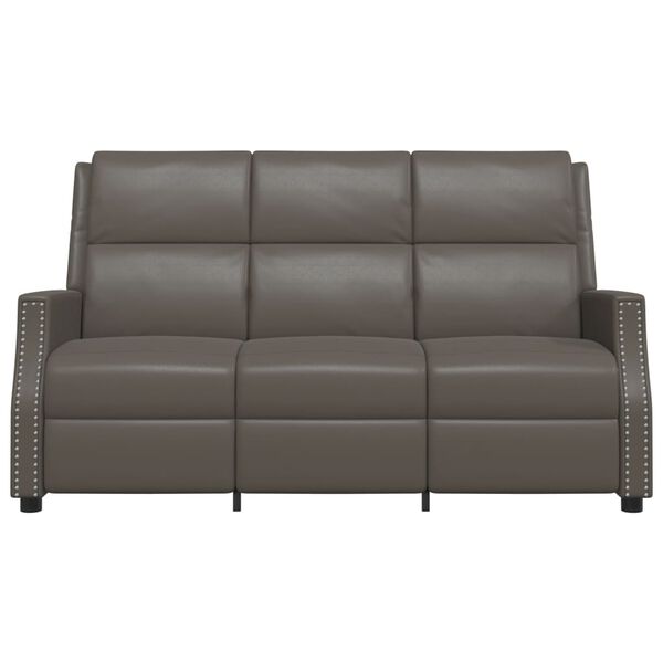 vidaXL Trivietis atlošiamas masažinis krėslas, pilkas, dirbtinė oda