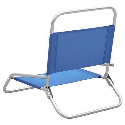 vidaXL Sulankstomos paplūdimio kėdės, 2vnt., mėlynos spalvos, audinys