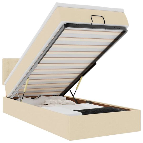 vidaXL Osmanų lova su čiužiniu ir LED, kreminės sp., 140x200cm audinys