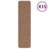 vidaXL Slydimui atsparūs laiptų kilimėliai 15 pcs Geltona 75 x 20 cm