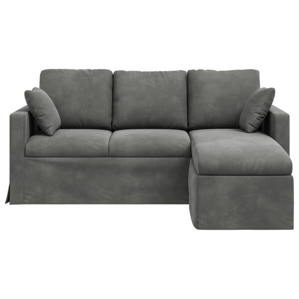 vidaXL Sofa Tamsiai pilka 198 x 134 x 80 cm Aksomas
