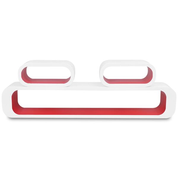 vidaXL Sieninės lentynos, 6vnt., raudonos ir baltos sp., kubo formos