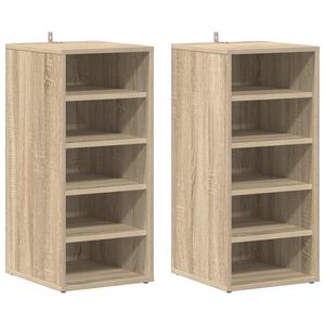 vidaXL Spintelės batams, 2vnt., ąžuolo, 31,5x35x70cm, apdirbta mediena