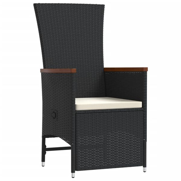 vidaXL Sodo komplektas su pagalvėlėmis, 11 dalių, juodas, poliratanas