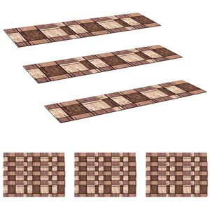 vidaXL Laiptų kilimėliai 15 vnt. 76 x 20 cm Ruda Poliesteris