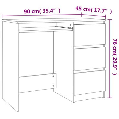 vidaXL Rašomasis stalas, baltos ir ąžuolo spalvos, 90x45x76cm, MDP
