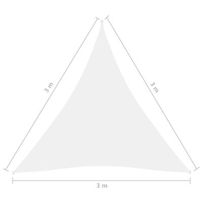 vidaXL Uždanga nuo saulės, balta, 3x3x3m, oksfordo audinys, trikampė