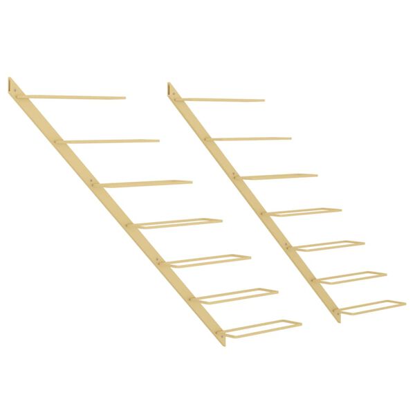 vidaXL Prie sienos montuojami vyno laikikliai, 2vnt., aukso, metalas