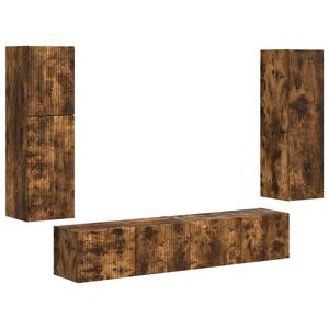 vidaXL TV spintelių komplektas 4 pcs Rūkyta ąžuolas Apdirbta mediena