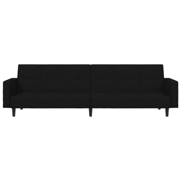 vidaXL Dvivietė sofa-lova, juodos spalvos, mikropluo&scaron;tas