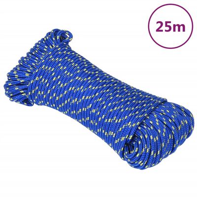 vidaXL Valties virvė, mėlynos spalvos, 5mm, 25m, polipropilenas