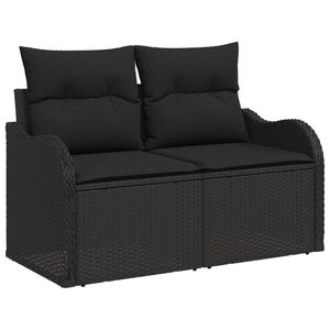 vidaXL Sodo sofa su pagalve Juoda 121 x 62 x 69cm poliratanas