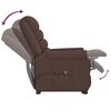 vidaXL Atsistojantis masažinis krėslas, rudos spalvos, dirbtinė oda