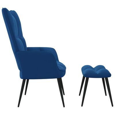 vidaXL Poilsio kėdė su pakoja, mėlynos spalvos, aksomas