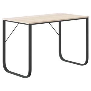 vidaXL Kompiuterio stalas, juodos ir ąžuolo spalvos, 110x60x73cm, MDP
