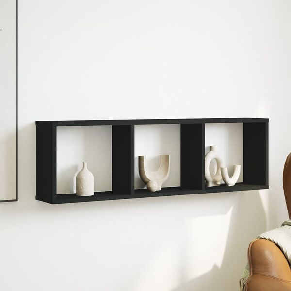 vidaXL Sieninė spintelė, juodos spalvos, 100x16x30cm, apdirbta mediena