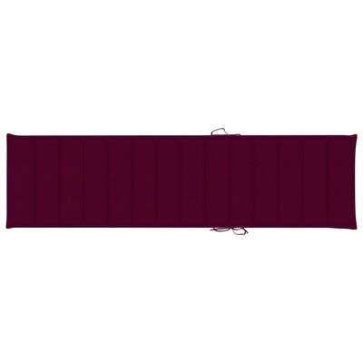 vidaXL Saulės gultas su vyno raudonu čiužiniu, tikmedžio masyvas