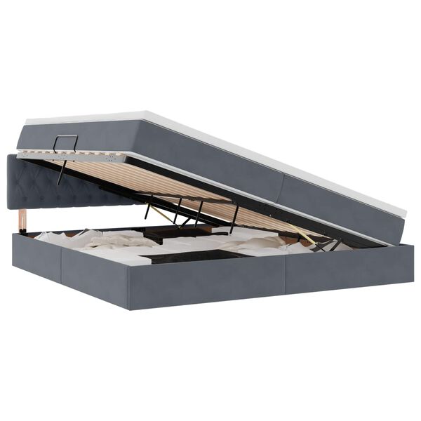 vidaXL Saugos lova su čiužiniu Tamsiai pilka 200 x 200 cm Aksomas