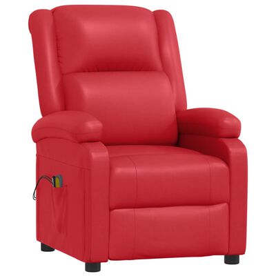 vidaXL Elektrinis masažinis krėslas, raudonos spalvos, dirbtinė oda
