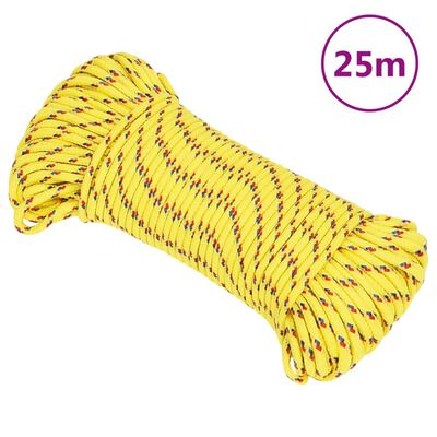 vidaXL Valties virvė, geltonos spalvos, 4mm, 25m, polipropilenas