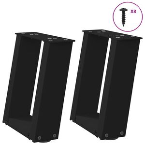 vidaXL Kavos staliuko kojelės, 2 vnt., juodos, 30x(30-31) cm, plienas, U formos